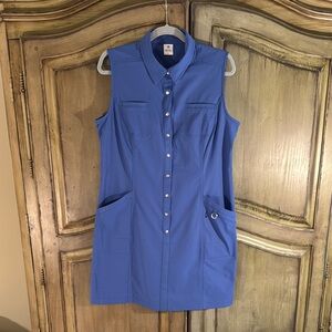 Daily Sports Sleeveless Blue Button-Up Dress